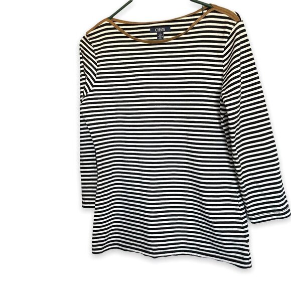 Chaps Women's Striped 3/4 Sleeve Crew Neck Pullover Long Sleeve Tee Size Medium - Picture 1 of 5